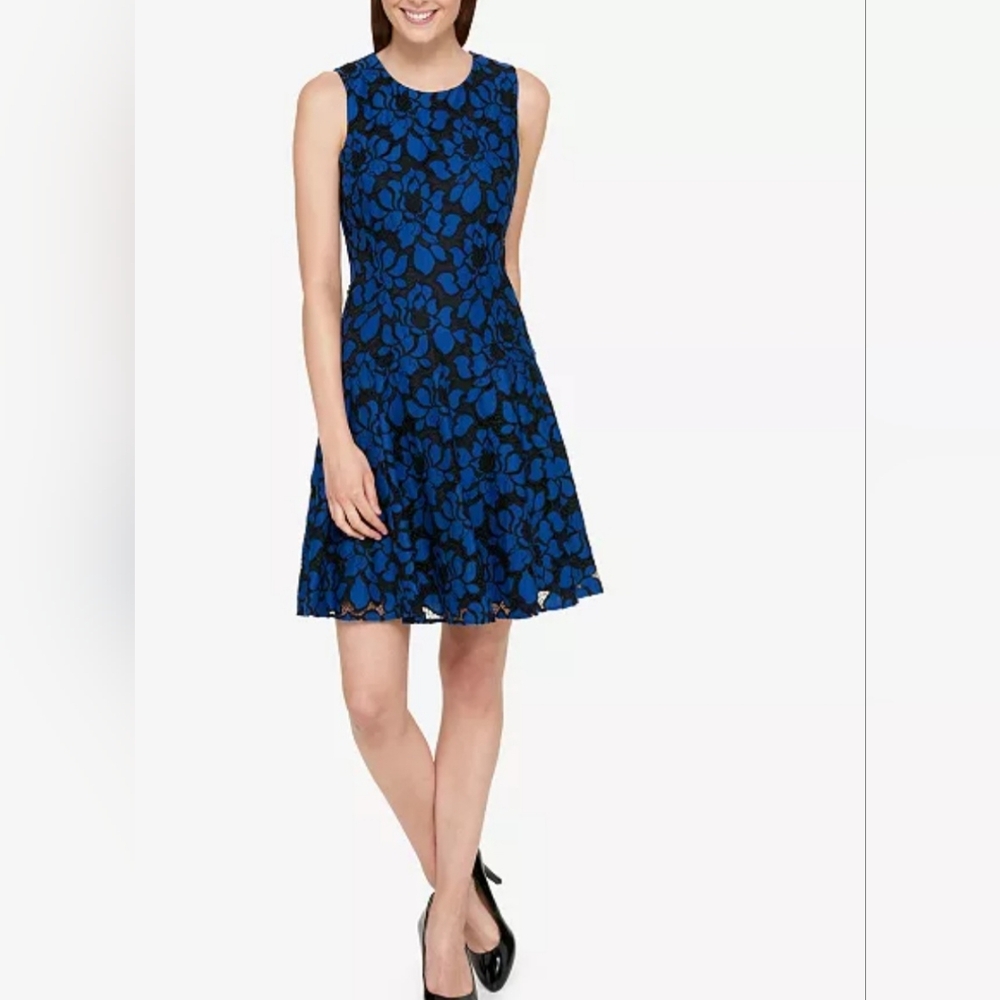 Tommy Hilfiger Denim And Lace Fit And Flare Dress